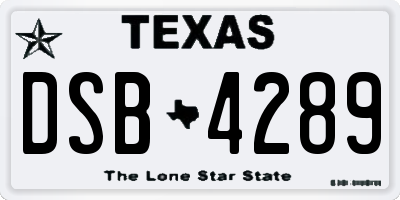 TX license plate DSB4289