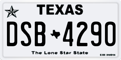 TX license plate DSB4290