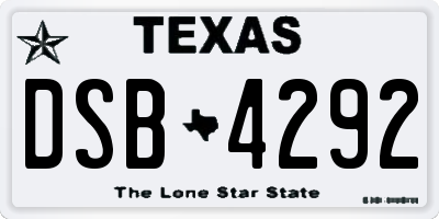 TX license plate DSB4292