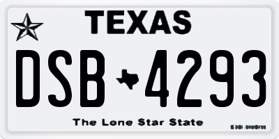 TX license plate DSB4293
