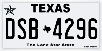 TX license plate DSB4296