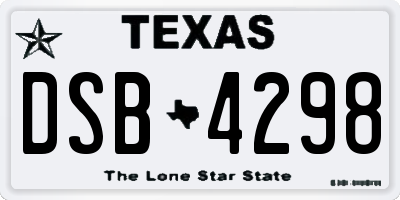 TX license plate DSB4298