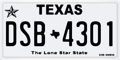 TX license plate DSB4301