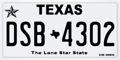 TX license plate DSB4302