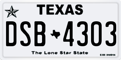 TX license plate DSB4303