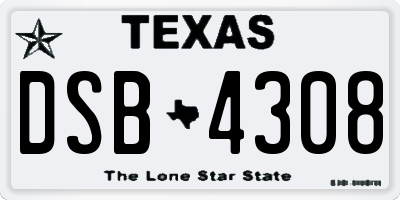 TX license plate DSB4308