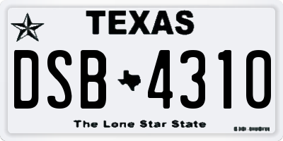 TX license plate DSB4310