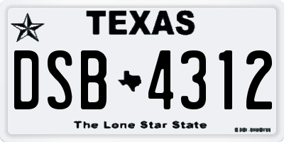 TX license plate DSB4312