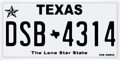 TX license plate DSB4314