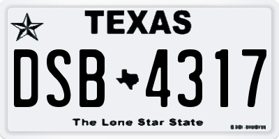 TX license plate DSB4317