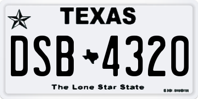 TX license plate DSB4320