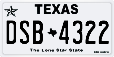 TX license plate DSB4322