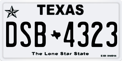 TX license plate DSB4323