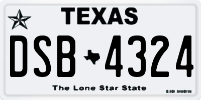 TX license plate DSB4324