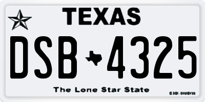 TX license plate DSB4325