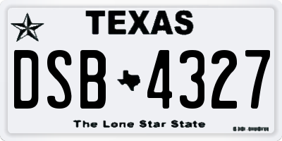 TX license plate DSB4327
