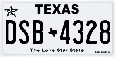 TX license plate DSB4328