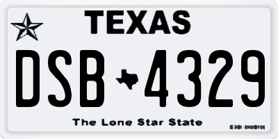 TX license plate DSB4329