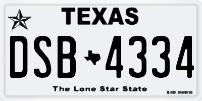 TX license plate DSB4334