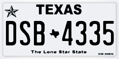 TX license plate DSB4335