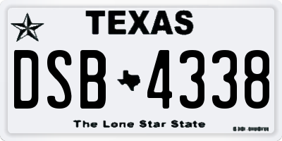 TX license plate DSB4338