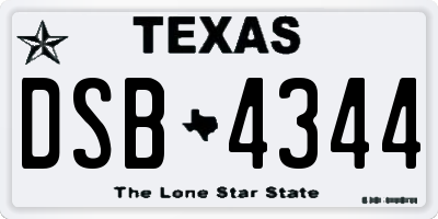TX license plate DSB4344