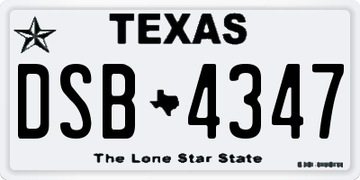 TX license plate DSB4347