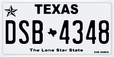 TX license plate DSB4348