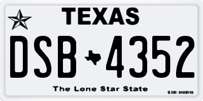 TX license plate DSB4352