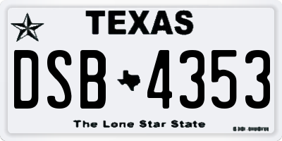 TX license plate DSB4353