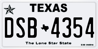TX license plate DSB4354