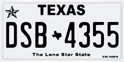 TX license plate DSB4355