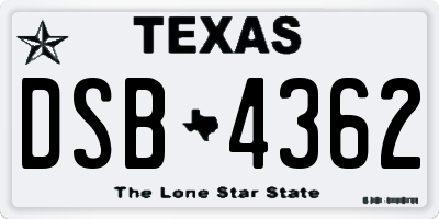TX license plate DSB4362