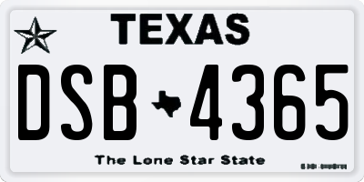 TX license plate DSB4365