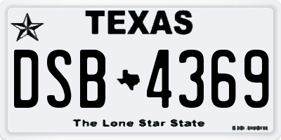 TX license plate DSB4369