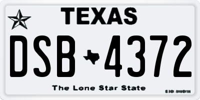 TX license plate DSB4372
