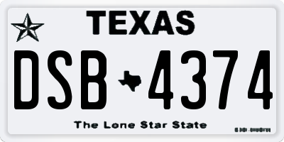 TX license plate DSB4374