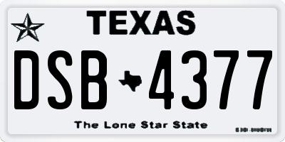 TX license plate DSB4377