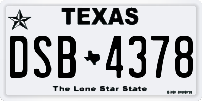 TX license plate DSB4378