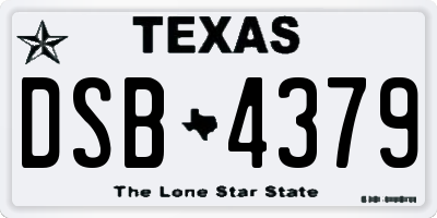 TX license plate DSB4379