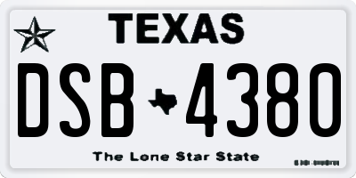TX license plate DSB4380