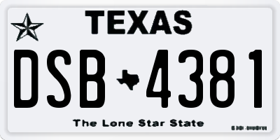 TX license plate DSB4381