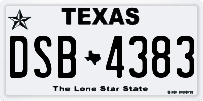 TX license plate DSB4383