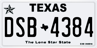 TX license plate DSB4384