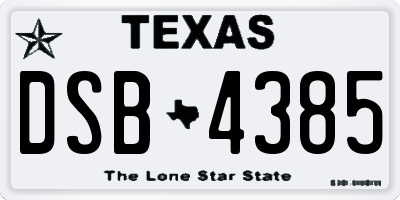 TX license plate DSB4385