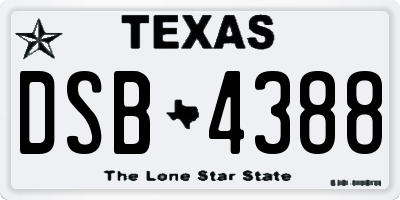 TX license plate DSB4388