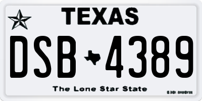 TX license plate DSB4389
