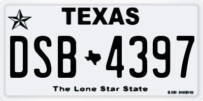 TX license plate DSB4397
