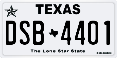 TX license plate DSB4401