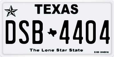 TX license plate DSB4404